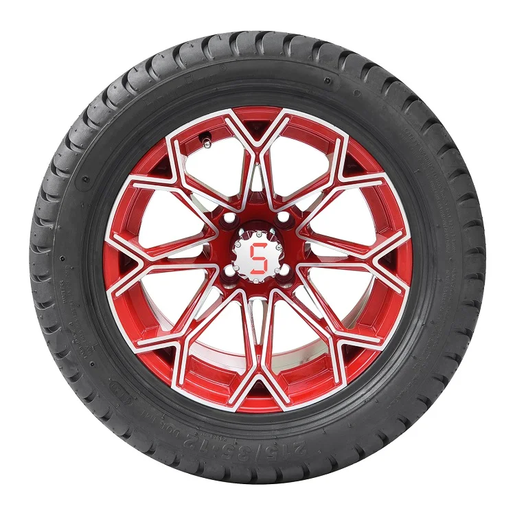 12'' Machined/gunmetal Golf Cart Wheels And 215/3512 Dot Low Profile