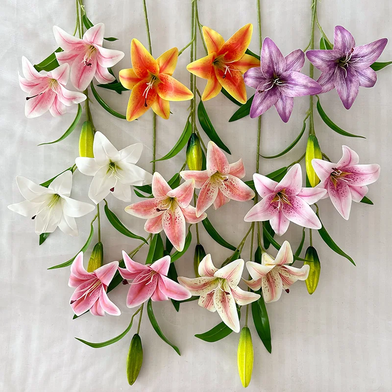 product jh factorys three headed silk lily flower wedding christmas and graduation decorative flower direct manufacturer supply-64