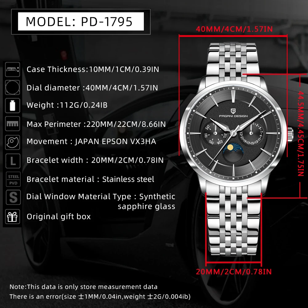 2025 Pagani Design Men's Moonphase Business Quartz Watch