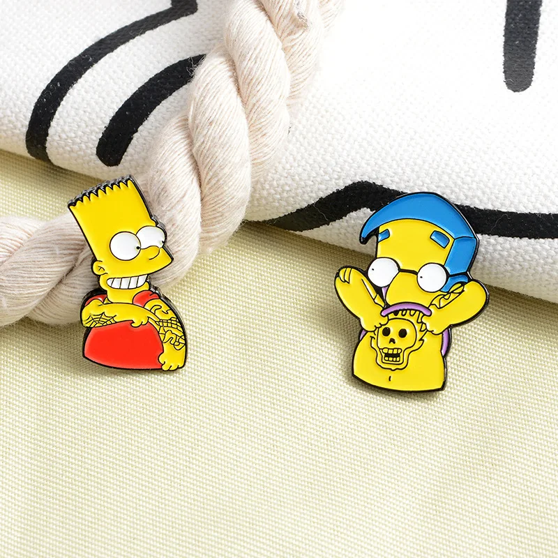 Assorted Badges Brooch Bulk Funny Button Set Lapel Custom Soft Enamel Metal Cartoon Pin for the Simpsons Backpack Cloths Hat