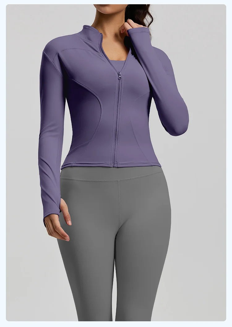 Factory Custom Yoga Top Four-way Stretch 2-piece Set Yoga Leggings and Jacket Women Fitness Wear Seamless Sportswear  Wholesale