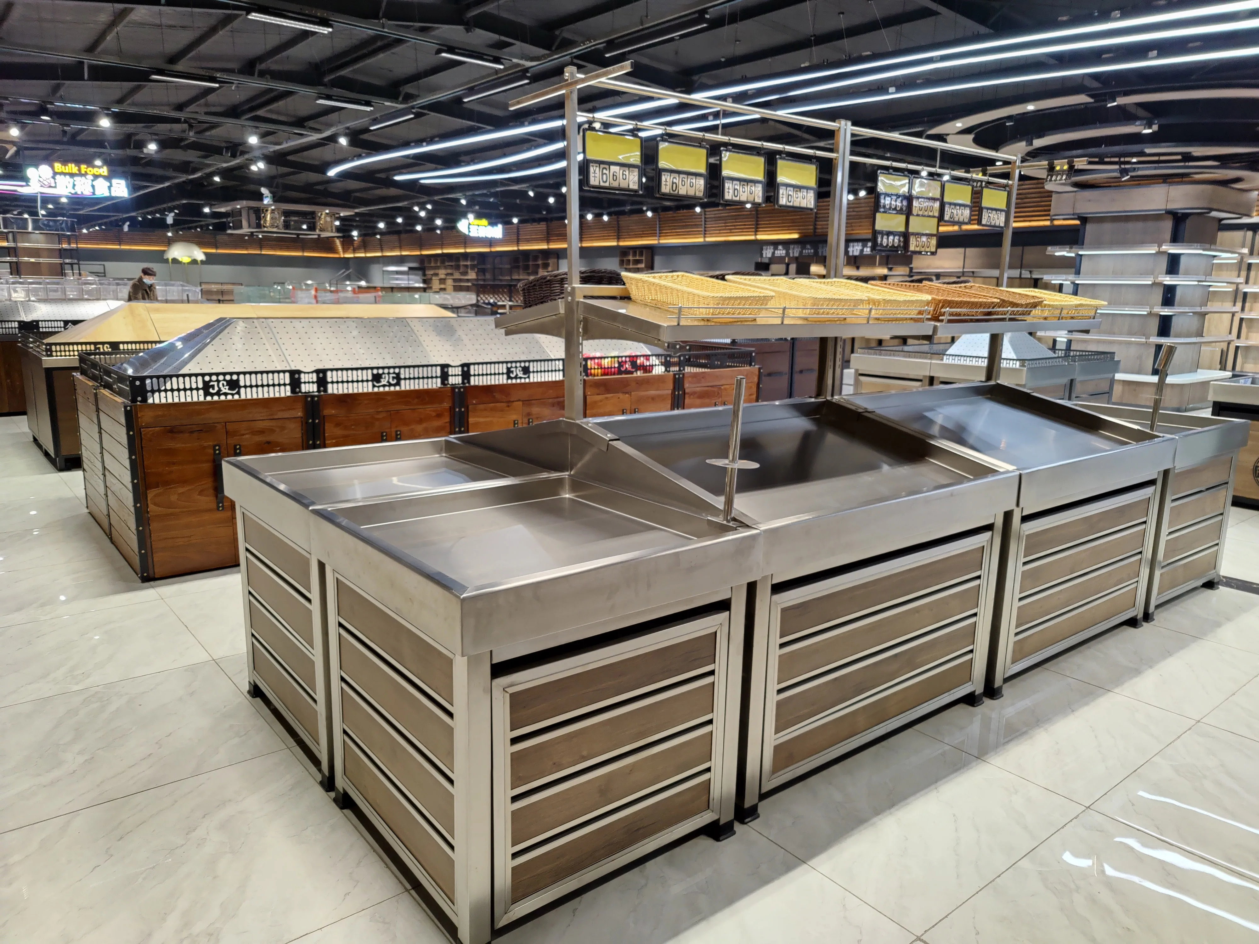 超市钢木水果蔬菜展示架蔬菜和水果架货架展台设计