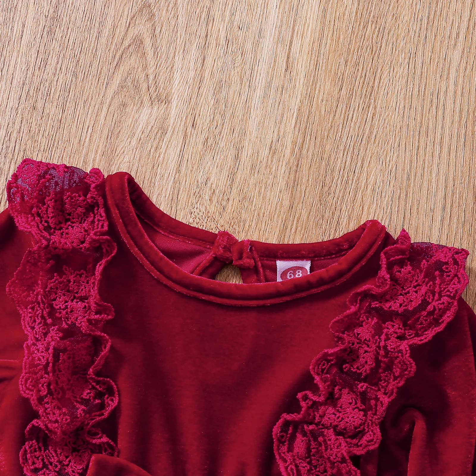 Baby Girls Velvet Dress Toddler Girl Clothes Bowknot Burgundy Dresses Flying Sleeve Infant