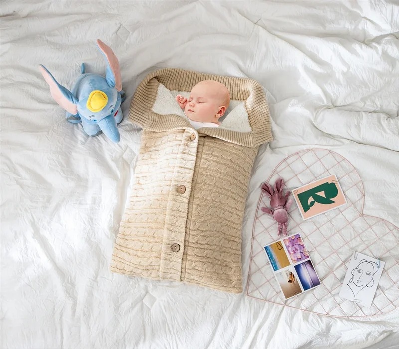 Носимые индивидуальные бондажные пеленки вязаное одеяло оптом Зимние Детские спальные мешки