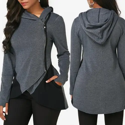 Sudaderas Con Capucha De Manga Larga Para Mujer,Ropa De Algodón Ajustada,Color  Gris Oscuro Liso,Talla Grande,250708 - Buy Sudaderas Con Y Sin Capucha Para  Mujer,Sudadera De Manga Larga,Mujer Plus Tamaño Ropa Product on