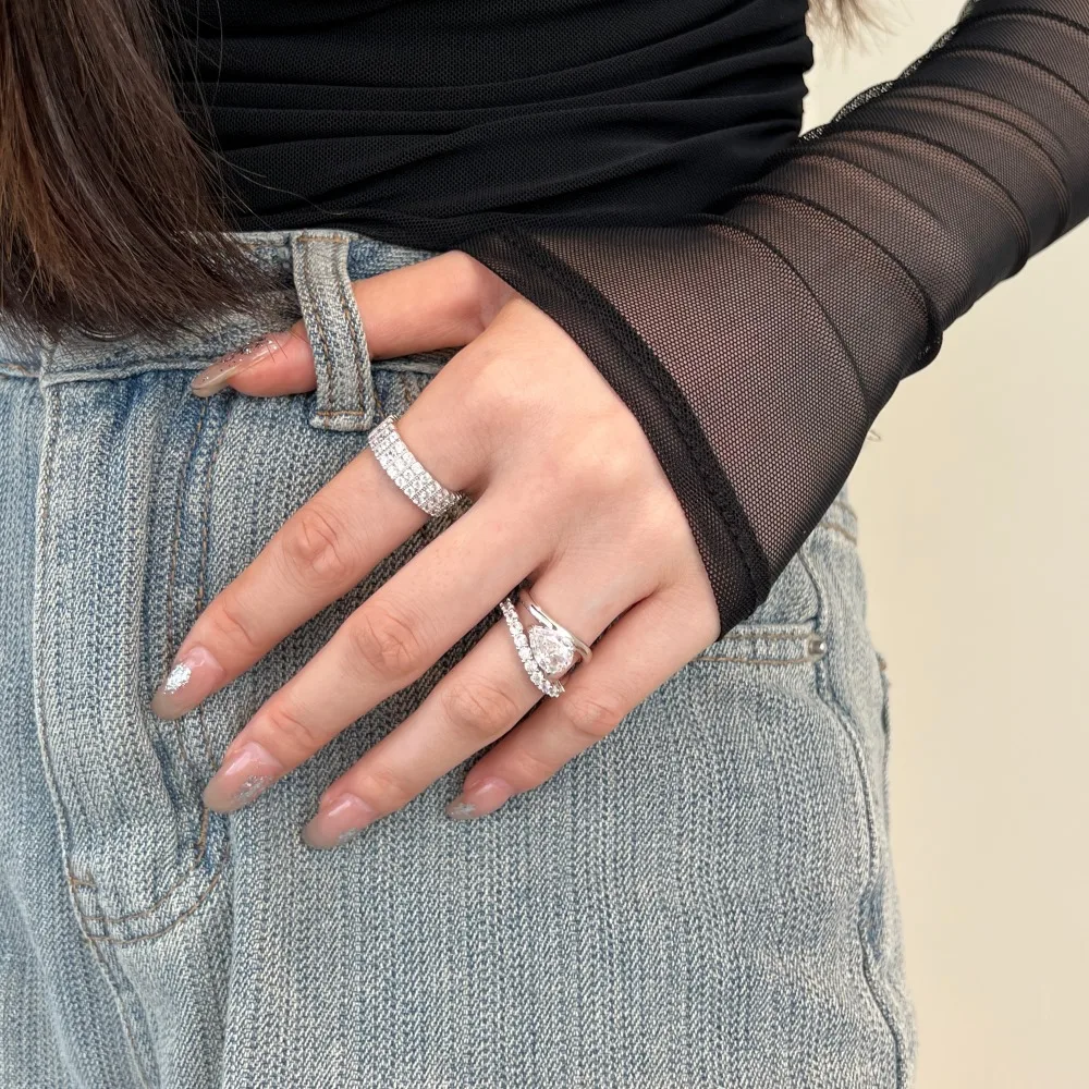 KAKODIY High Quality Jewelry 925 Sterling Silver Eternity Wedding Ring 5A Zirconia Geometric Curve Women's Bridal Dress Up Ring detail 6