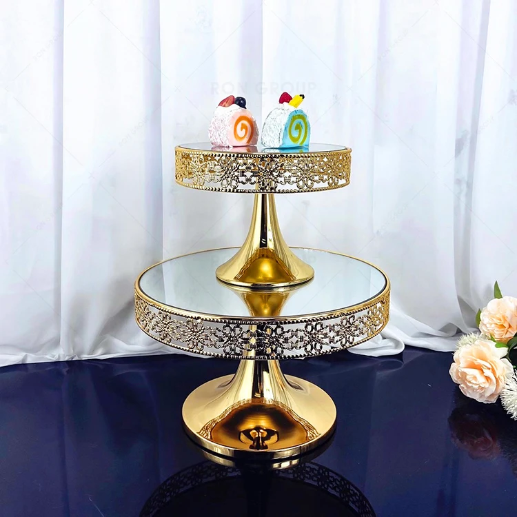 Custom hotel wedding tea party serving platter dessert fruit snack glass mirror gold decoration cake stand