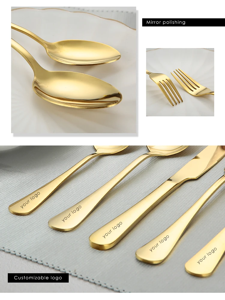 Gold Plated Cutlery Spoon And Fork Set For Wedding Matte Finishing Bulk Gold Flatware Set Buy
