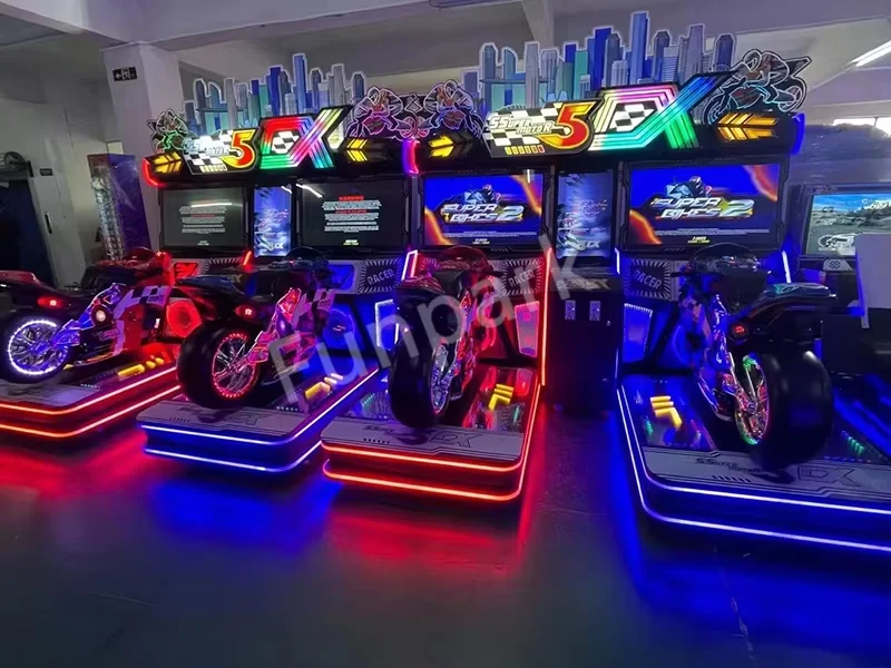 Funpark Best Popular Arcade Motorcycle Game Center Two-person Motorcycle Racing Game Console supplier