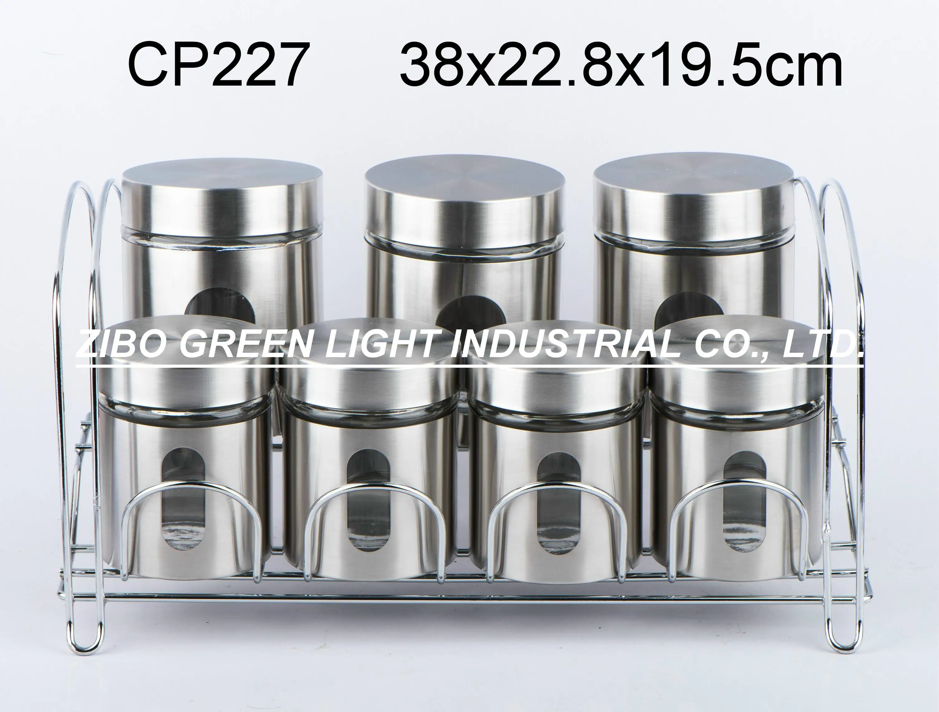 Source CP227 7pcs glass canister set for candy with stainless