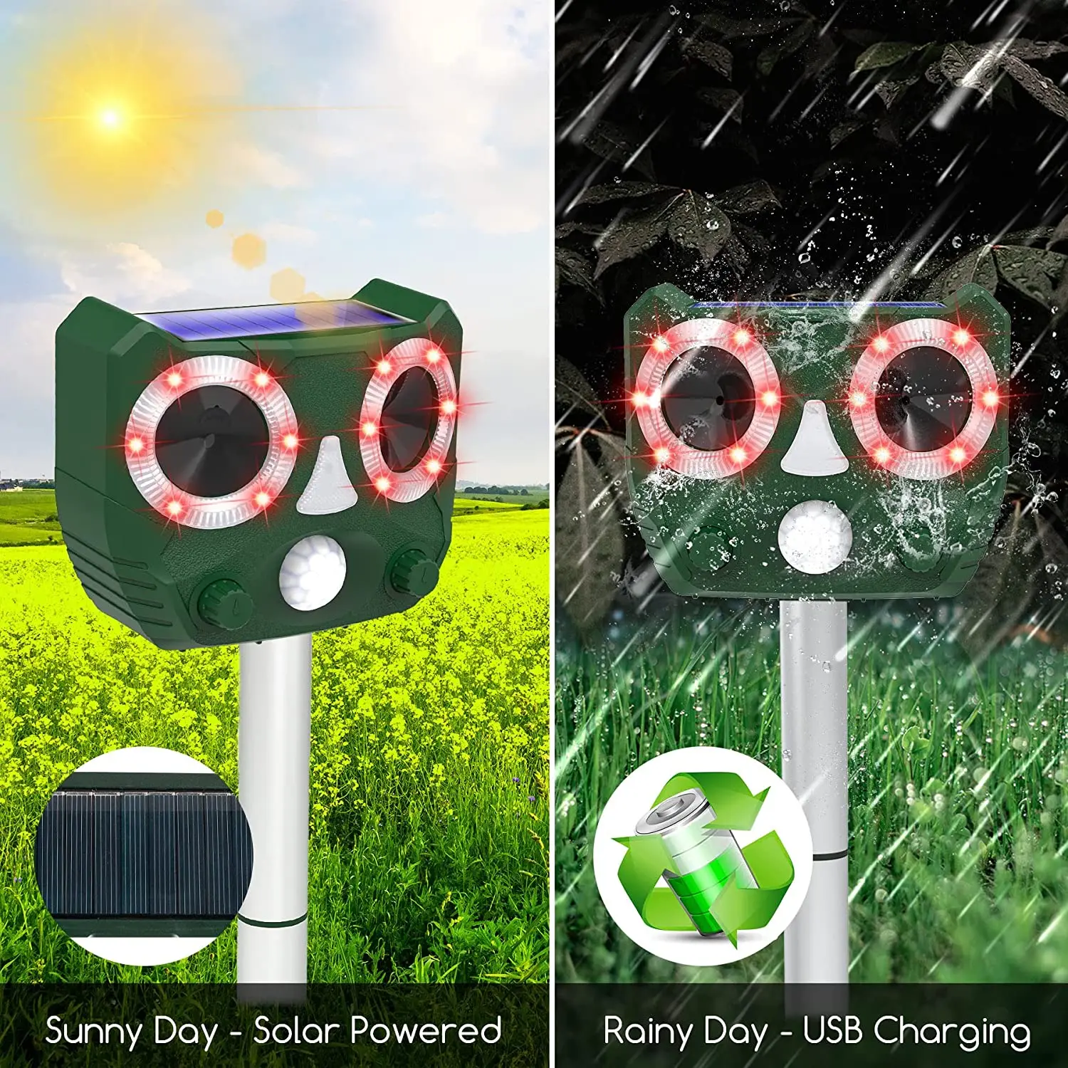 SJZ-119 Solar bird mouse animal repeller with thank u card repell monkey cat dog details