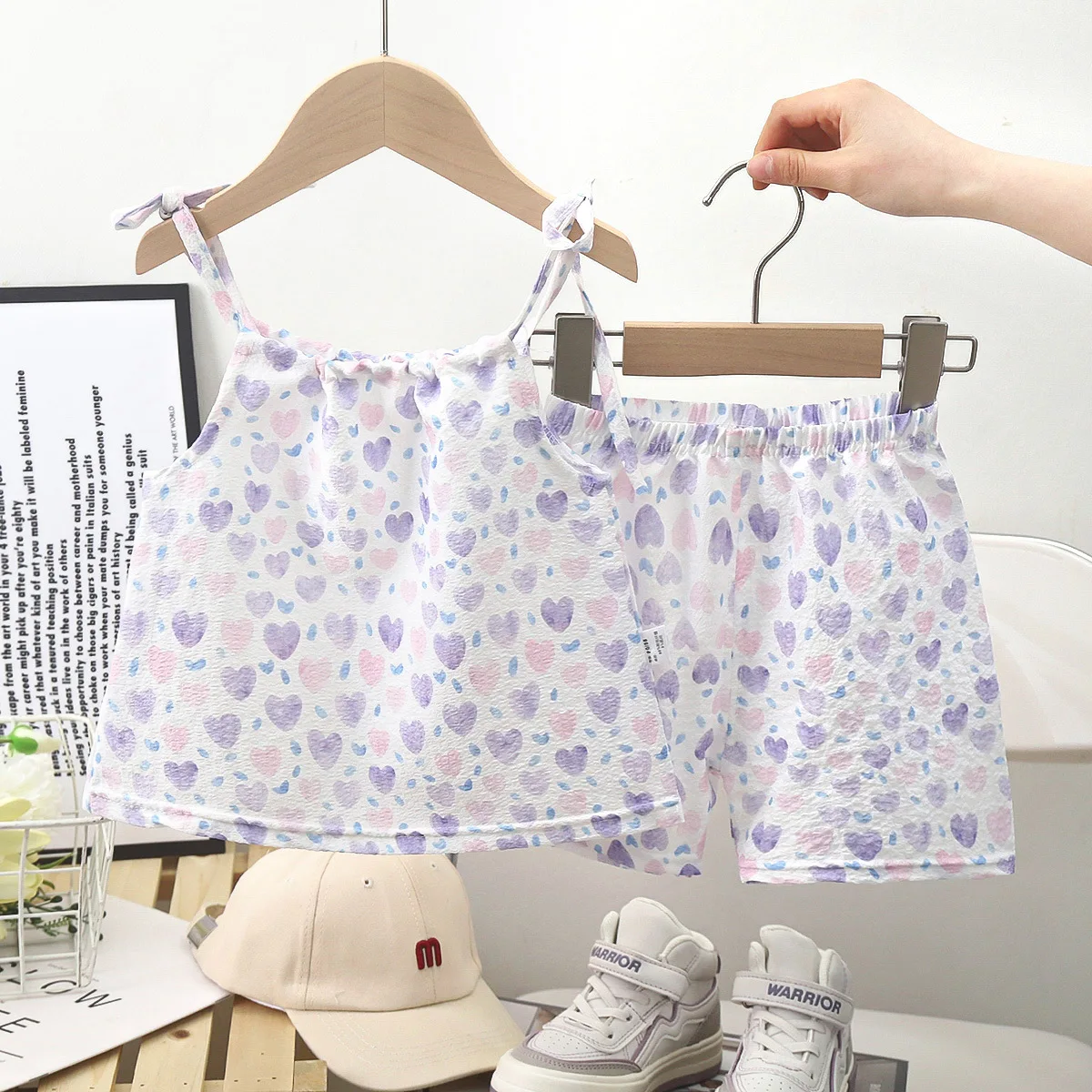 Cheap Price Wholesale Summer Top and SHorts 2pcs Print Sweet Girls Clothes Sets