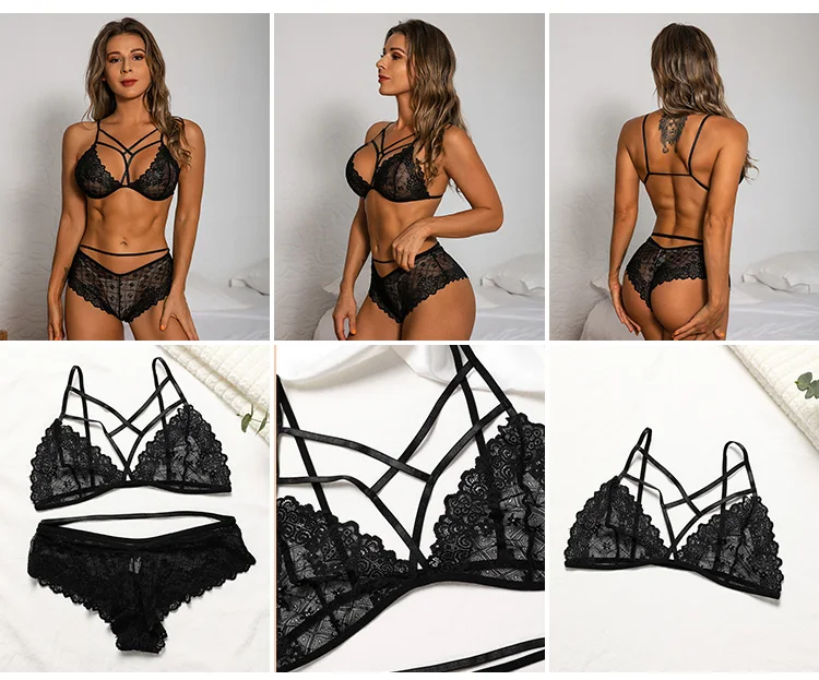 Sharicca vente en gros voir à travers les filles chaudes Bralette évider ensemble de soutien-gorge femmes sous-vêtements Sexy avec dentelle Lingerie Sexy_voghion.com