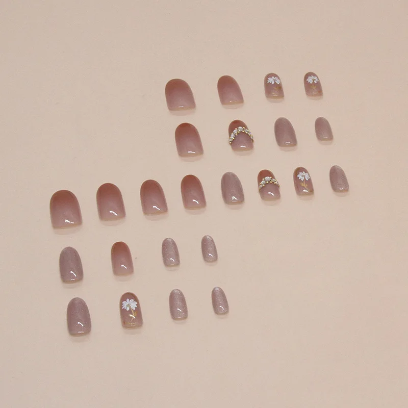 Gradient French Manicure Tips Gorgeous Classy Natural Faded Nails Designed Long Plain Press on Nails