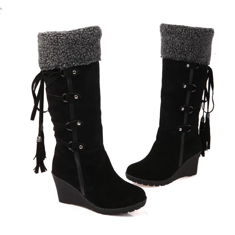 Back Lace Tassel Snow Boots