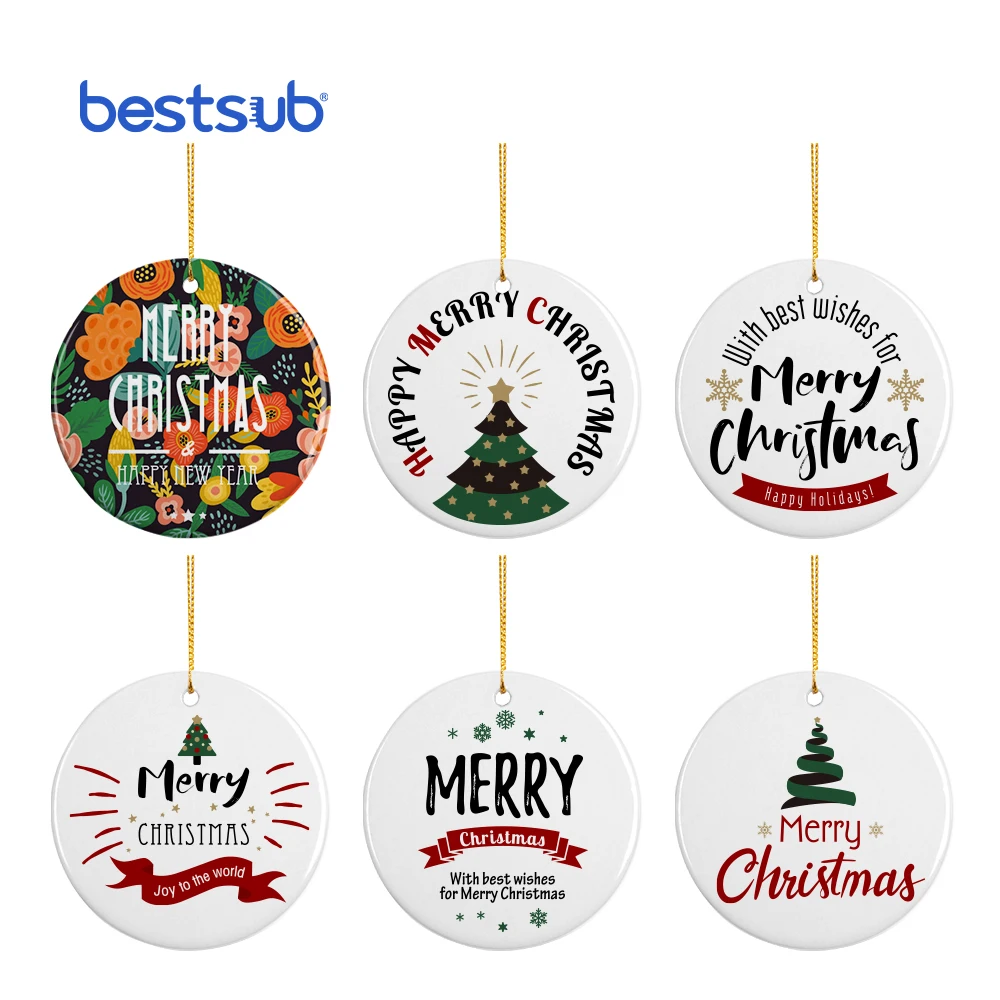 Sublimation 3 Round Ceramic Ornament with Small Gear - BestSub