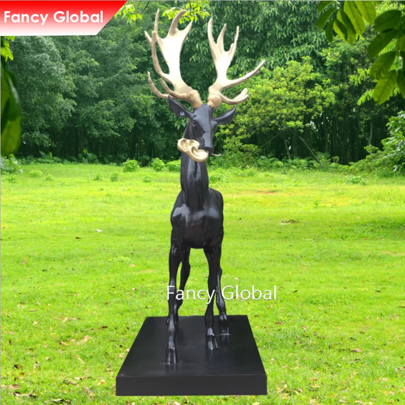 Fancy Metal Animal Sculpture Life Size Cast Brass Bronze Deer Sculpture