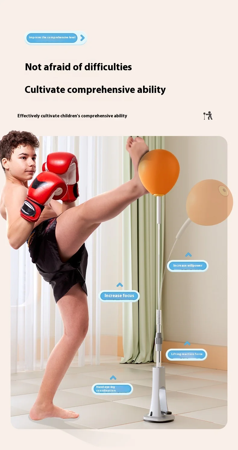 Vertical Indoor Speed Reaction Boxing Ball with Sandbag Target Fitness Equipment for Home Training of Children and Adults