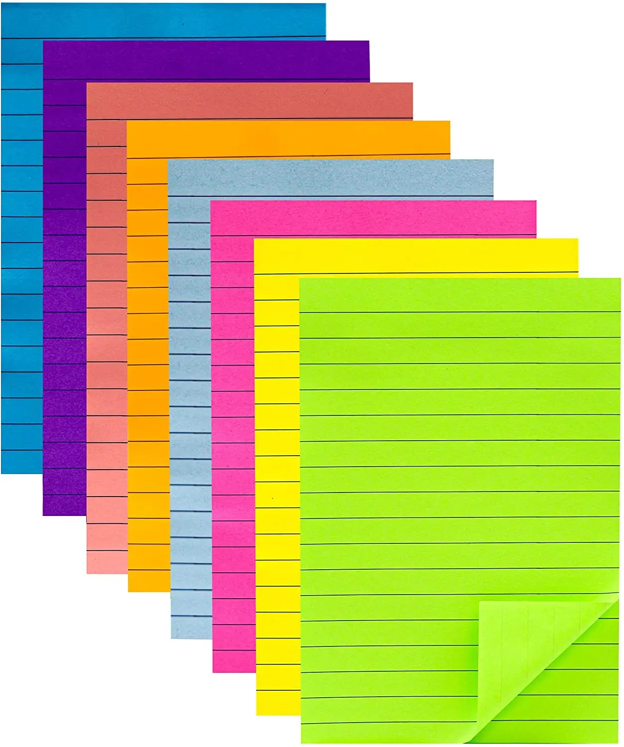 Lined Sticky Notes Bright Post Sticker Colorful Big Square Self Sticky Notes Pads for Office Home School Meeting