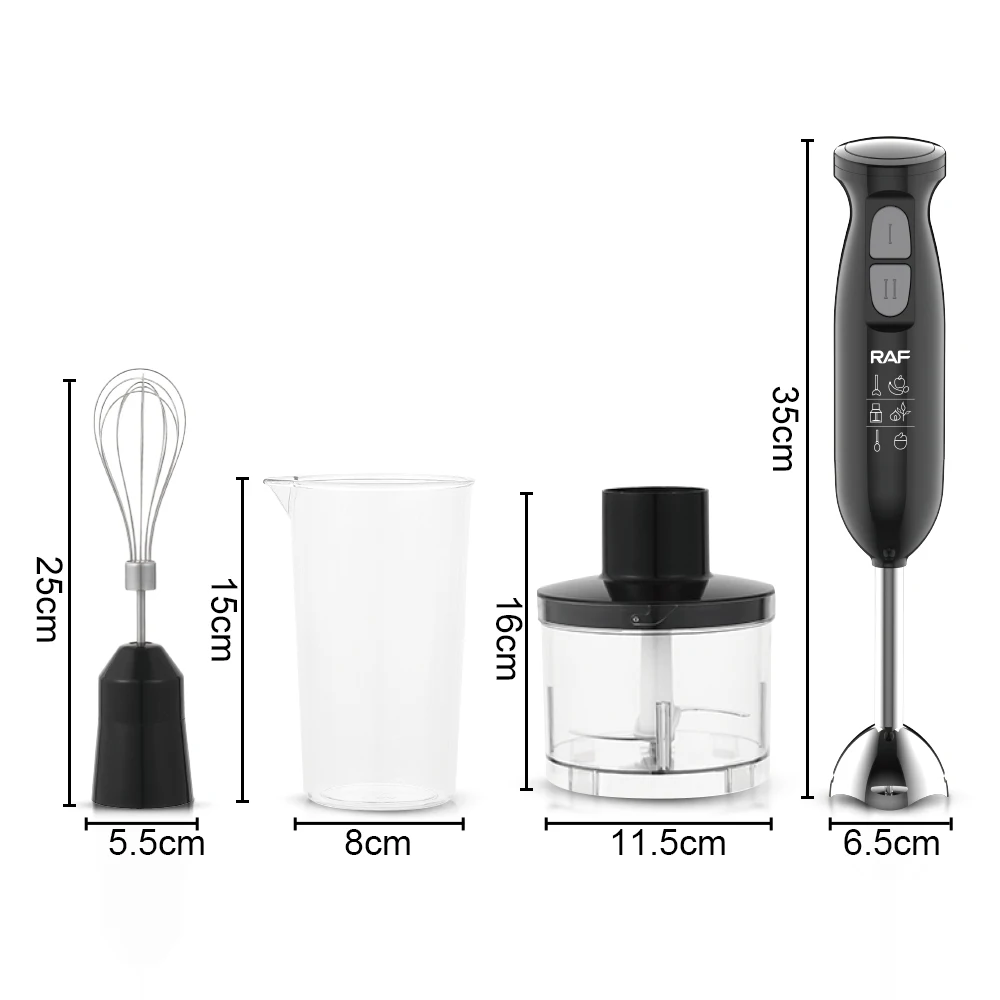 Picadora de Alimentos 4 en 1 RAF, Económica, al por Mayor, Batidora  Eléctrica de Mano, Juego de Batidoras Portátiles con Recipiente y Vaso|  Alibaba.com