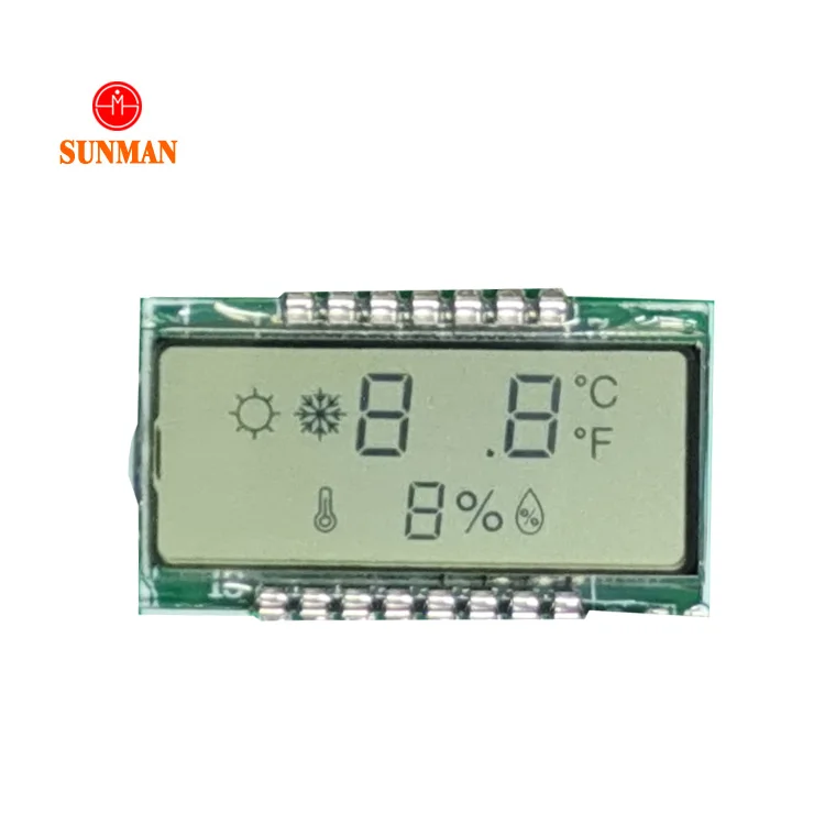 Very small programmable smart transparent transflective pin monochrome alphanumeric 5 digit thermostat 7 segments tn lcd display