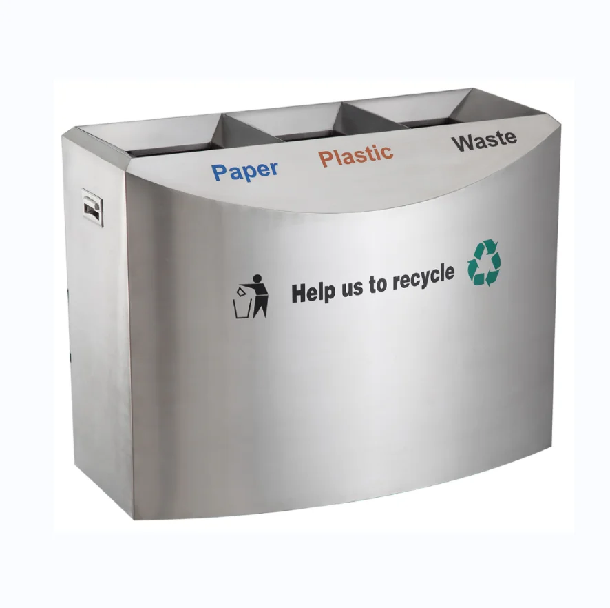 3 In 1 Dustbin Recycle Waste Bin 3 Compatment Stainless Steel ...