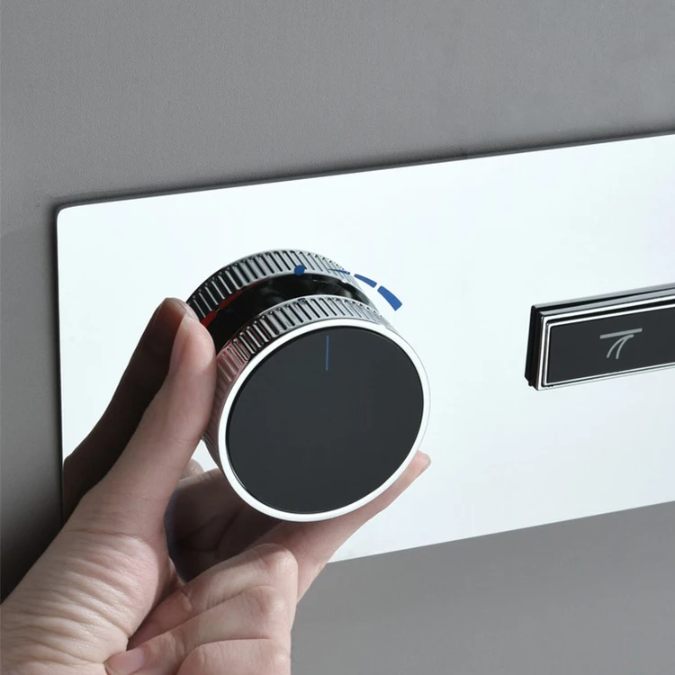Juego de mezclador de ducha con pantalla digital oculta, montado en la pared, frío y caliente