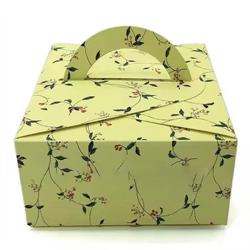 Creative Floral Folding Gift Box Birthday Party Party Cake Gift Box Packaging Bakery Biscuit Bread Packing Tote Gift BoxPrinting