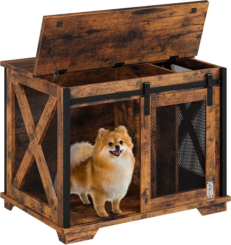 Rhetech Furniture Style Dog Crate End Table Double Doors Wooden Wire