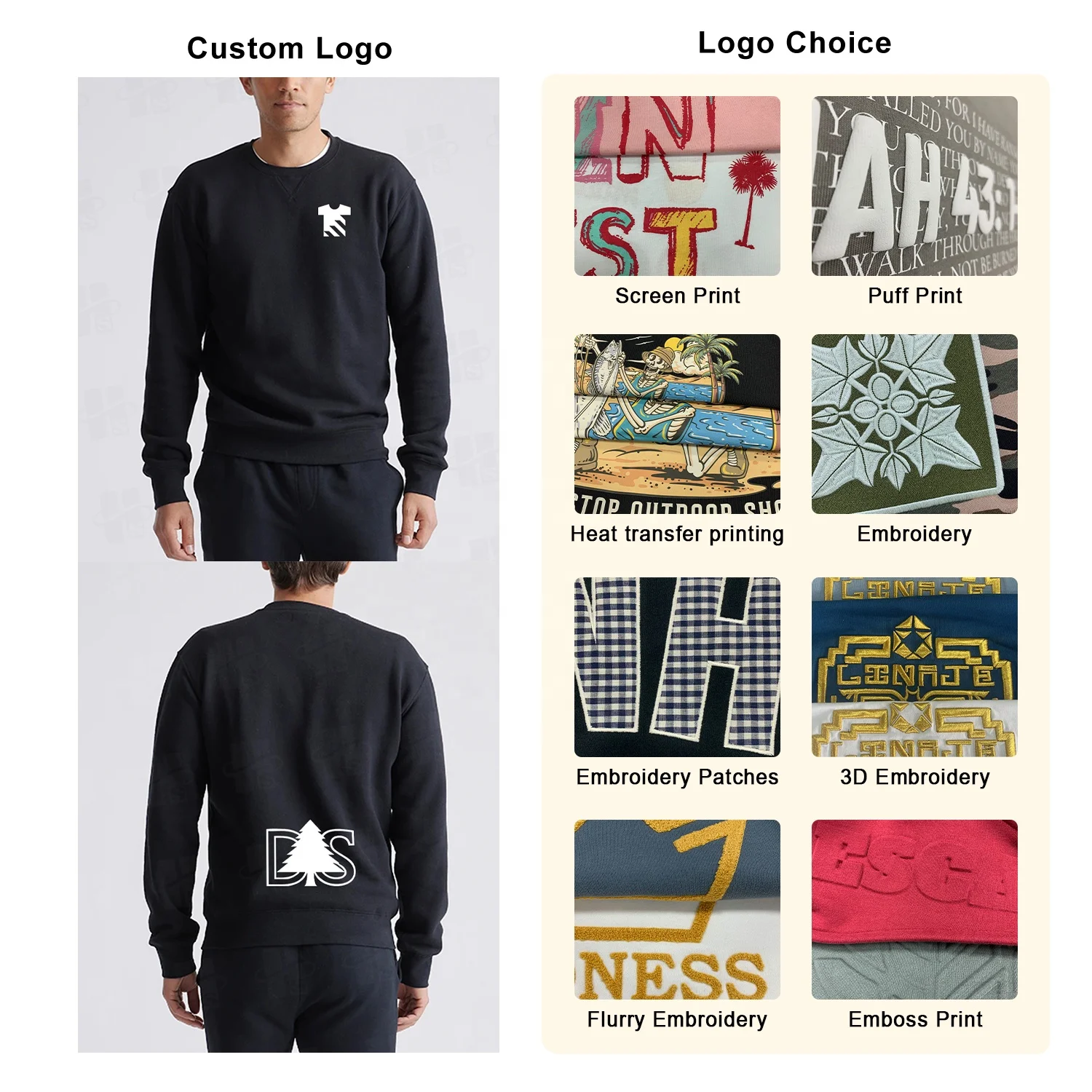 Factory Manufacture Supplier Print New Style Crewneck Plus Vneck Crew Neck Plain Wholesale 400 GSM Blank Sweatshirt for Men