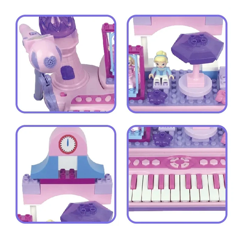 Samtoy Multi Functional Musical Instruments Building Blocks Music Keyboards Music Electronic Piano Toy With Microphone and Chair