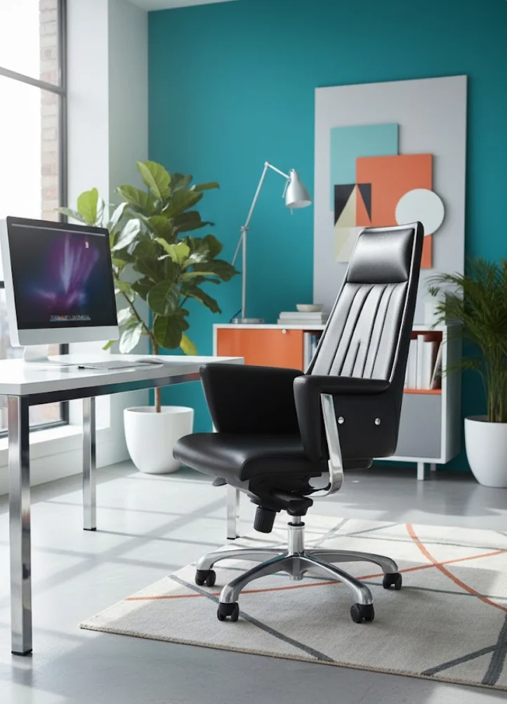 Luxury Leather Executive Office Chair with Ergonomic Design Modern Tilt Function and Adjustable Height 5