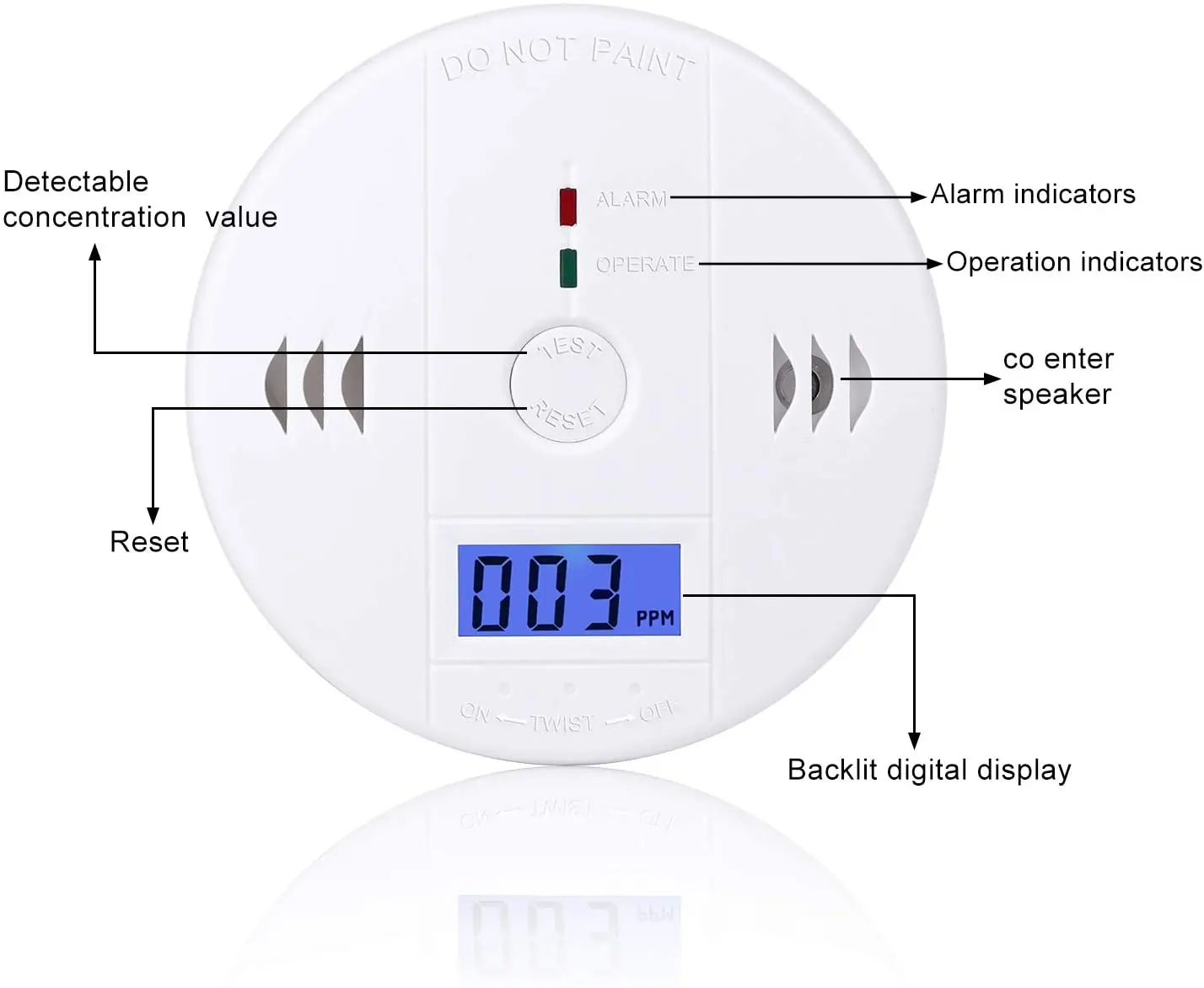 Carbon Monoxide Detector Co Alarm Detector Sensor Battery Operated With Lcd Digital Display 8923
