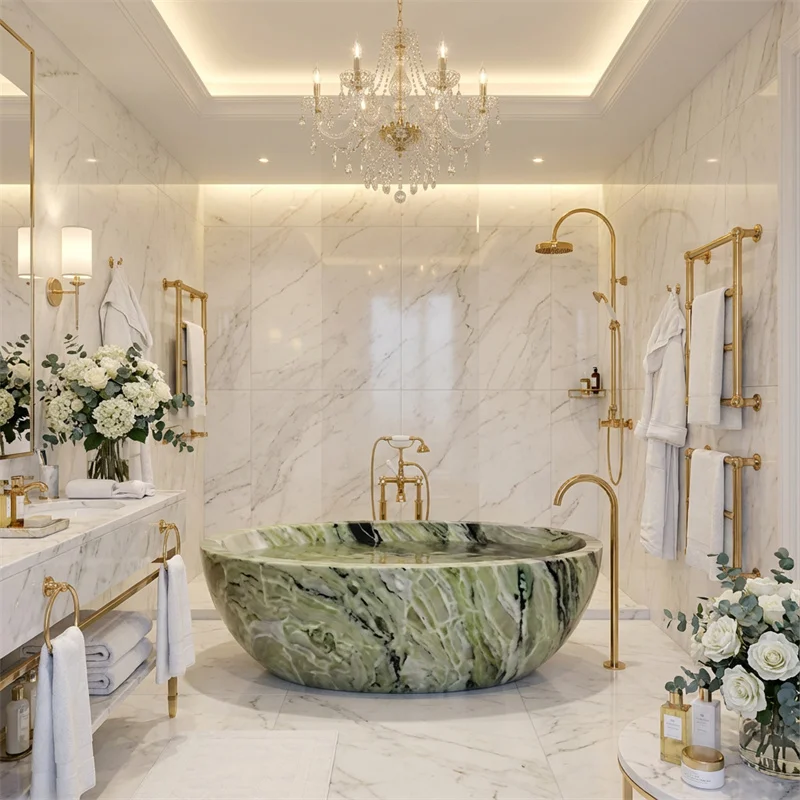 product modern luxury shangrila  marble bathtub portable foldable eco friendly natural stone for apartment hotel villa bathroom-1