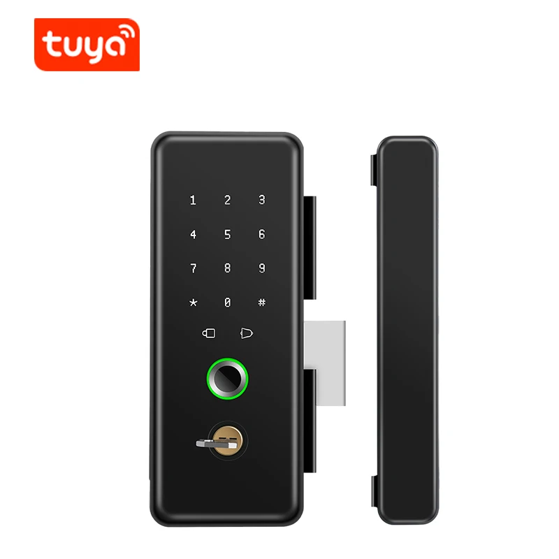Tuya BLE Biometric Fingerprint Smart Glass Door Lock with Keys