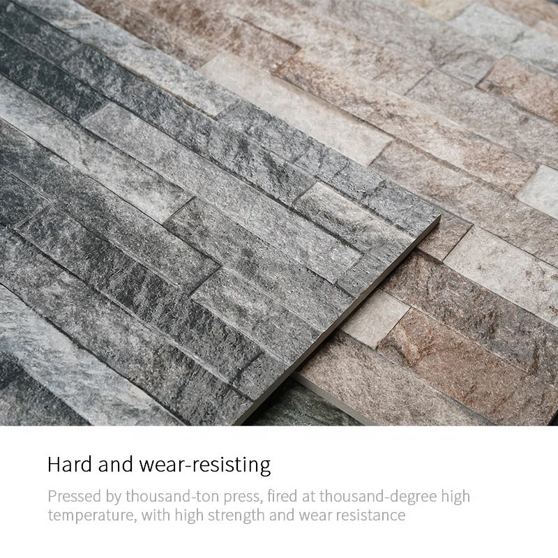 3D Stacked Stone Look Porcelain Tile, Outdoor Wall Cladding Panel for Villa Facade & Garden