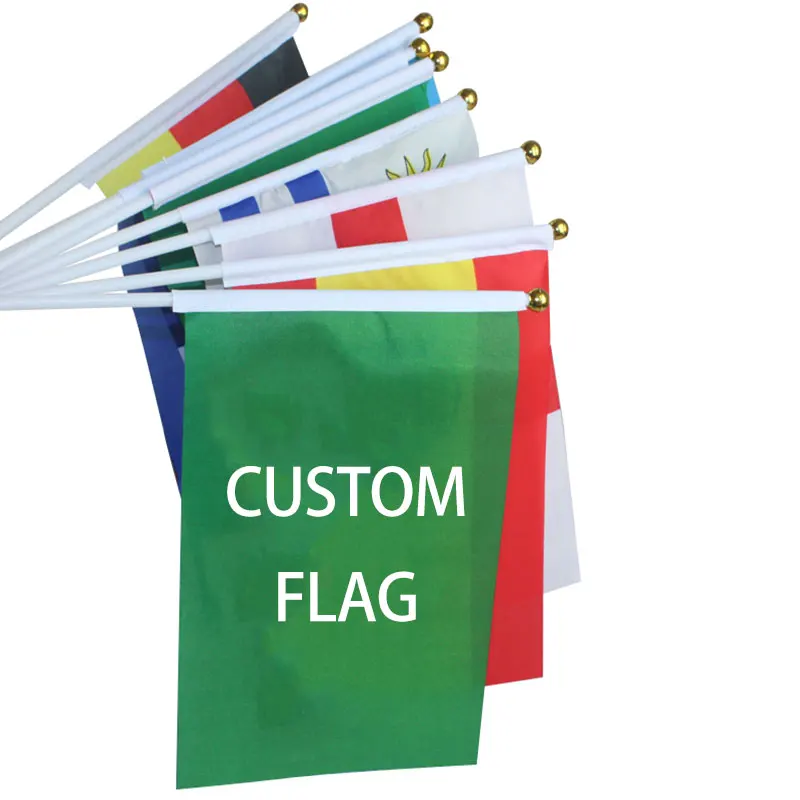 Aozhan custom logo hand waving stands flags mini checkered flag car race racing flag