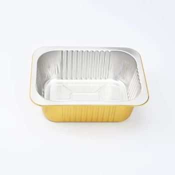 Laixin Smooth Wall Gold Disposable Tin Foil Packaging Tray Fast Food Baking Pan Aluminium Foil Containers