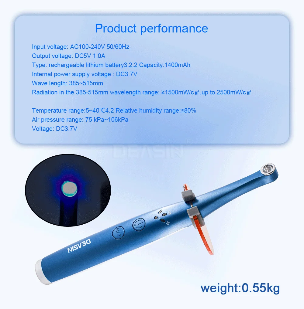 AZDENT Dental LED Curing Light - 1600mw/cm² High Power, 1-Second Fast Cure For Composites 2 thumbnail image