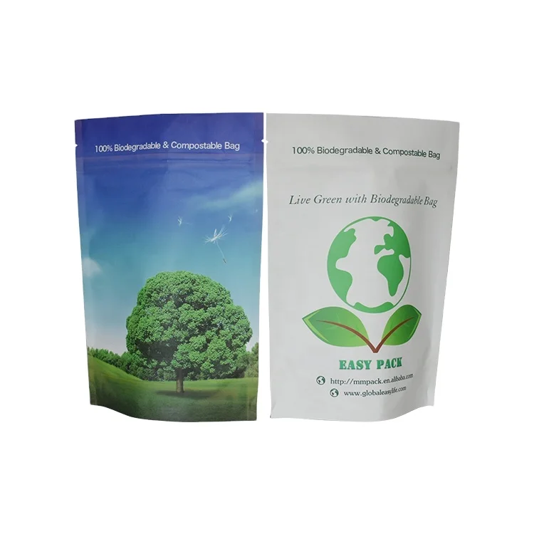 Custom Biodegradable Doypack Comply EN 13432 Sachet Fully Recyclable Powders Compostable Stand up Food Pouches