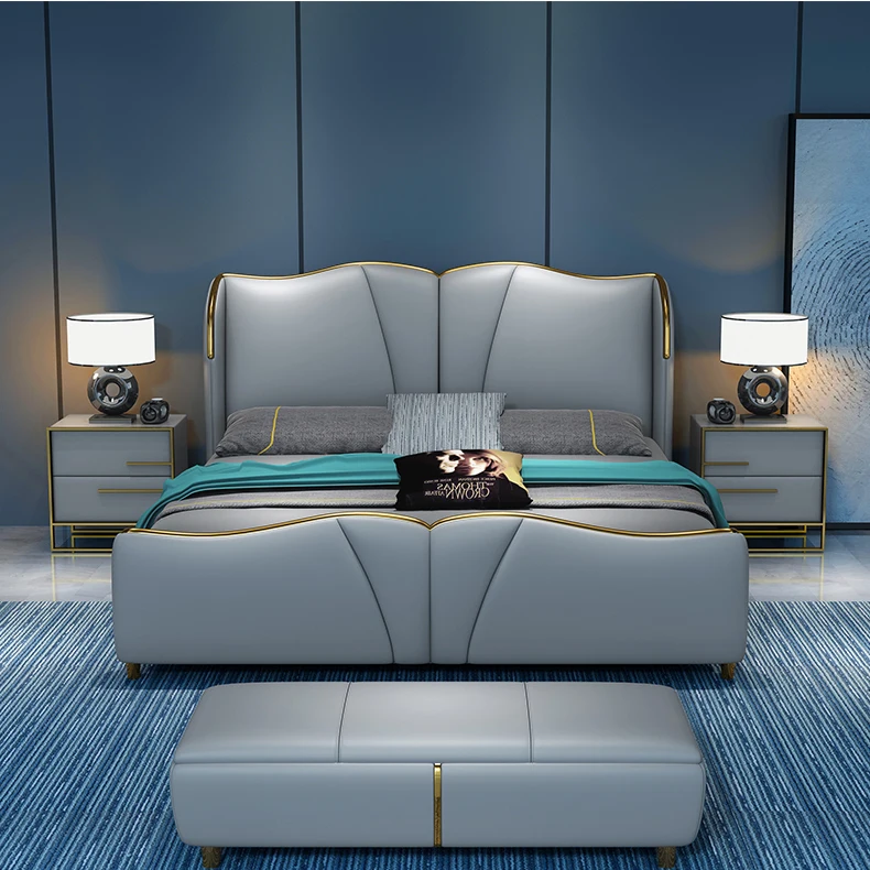 Hilton 5-звездочный современная кожаная кровать мебель наборы для ухода за кожей