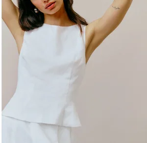 2026 Women's Summer Elegant A-Line Dress Short Sleeveless Top Knee Length Casual Dress Two-Piece Set Knee Length Solid Pattern