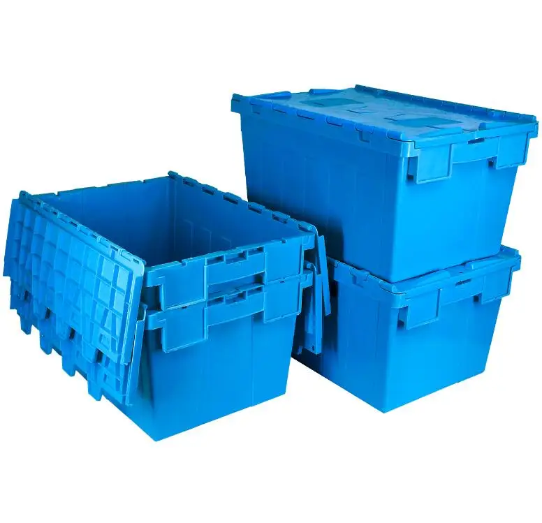 Heavy Duty Industry Use Stackable  Large Plastic Storage Wardrobe Moving Boxes Crate Manufacturer Sale With Wheels Dolly pp