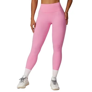 Running Barely-There Quick-Dry Breathable Solid 100% Nylon Fitness Pants 2-Piece Set Tight Sports High Waist Yoga