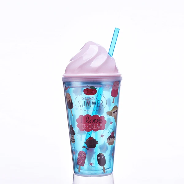 Летняя акция, пластиковый стакан с двойными стенками и логотипом на заказ, с крышкой для мороженого