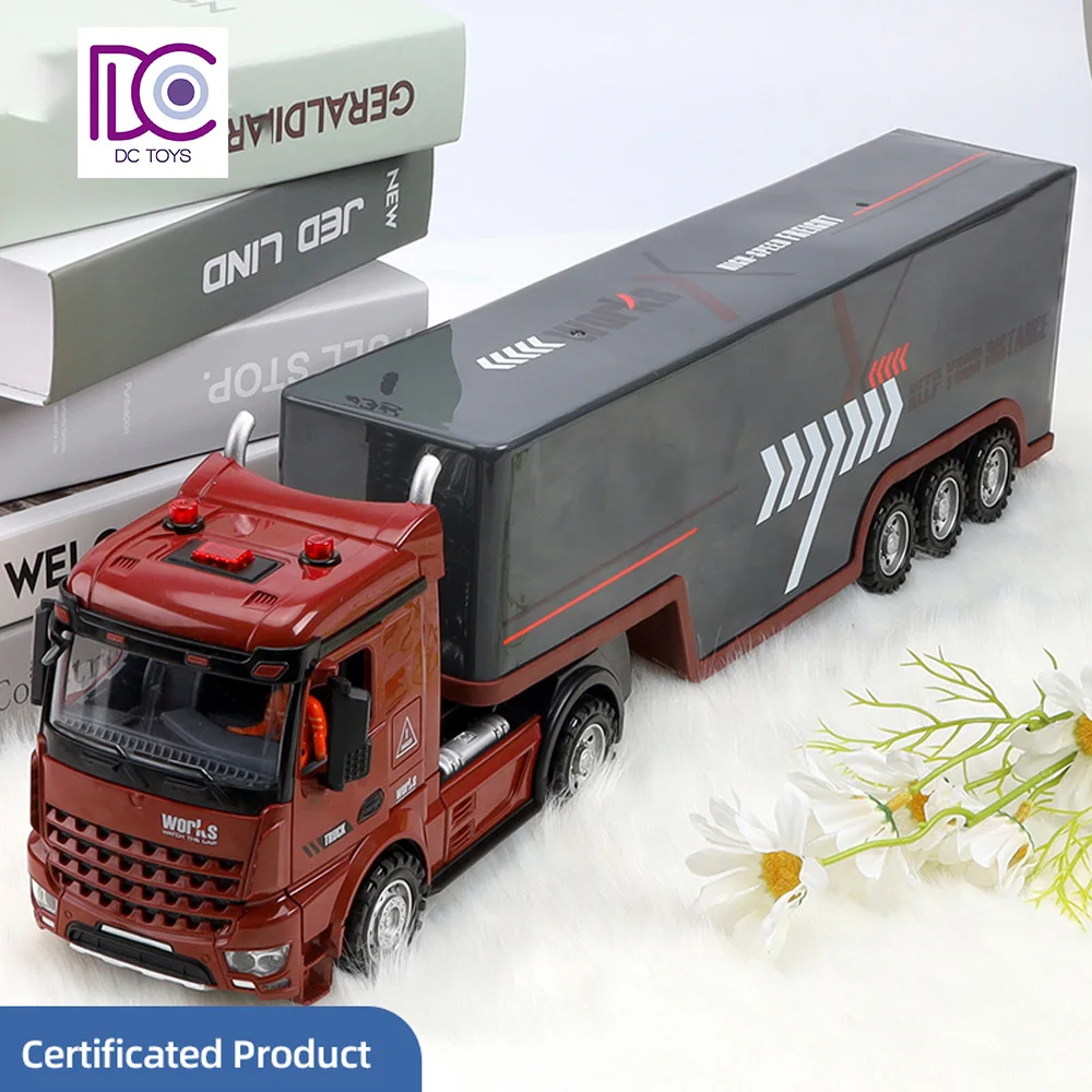 DC Toys Light and Sound Container Truck Toy Tractor Trailer Play Toy Tow Truck Vehicle for Kids