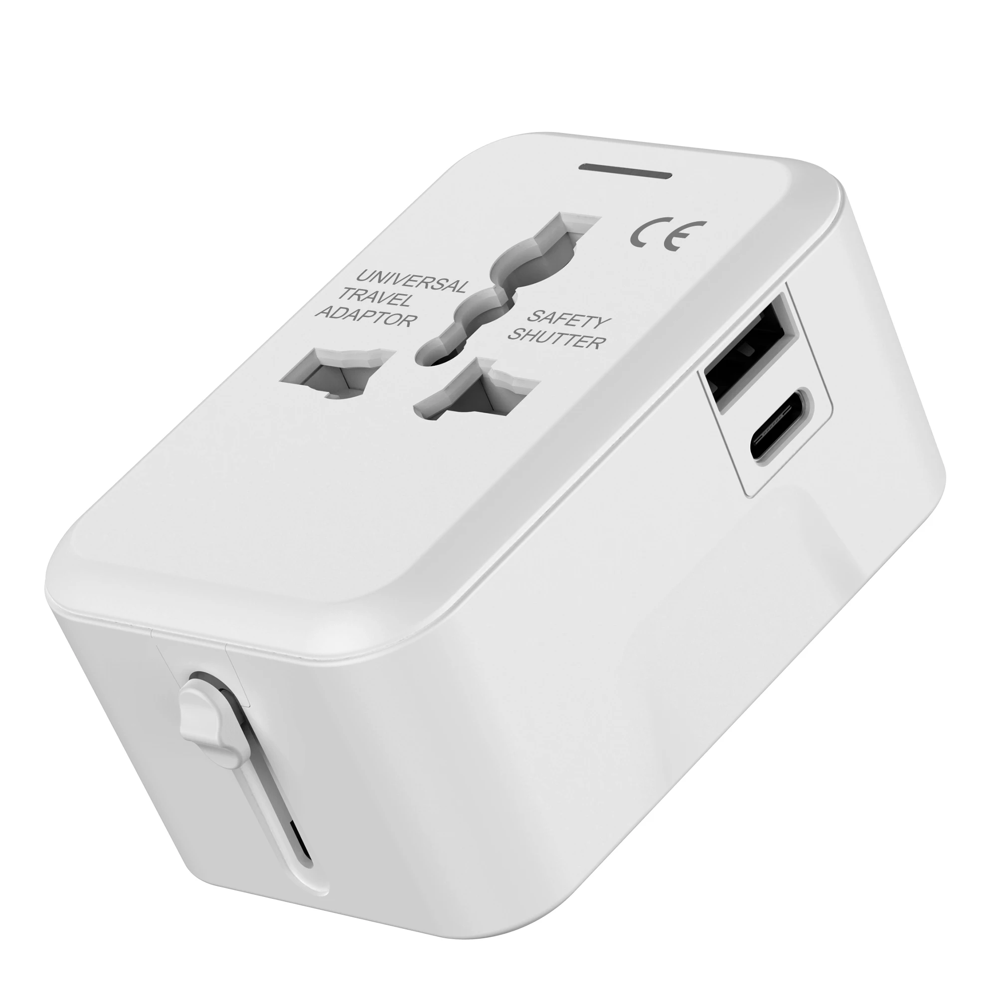 1pc International Universal Travel Adapter, All-in-One Travel Plug Adapter  W/2.4A Type C & 2.4A USB-A Ports & 6A AC Socket Charger For Over 200 Countr