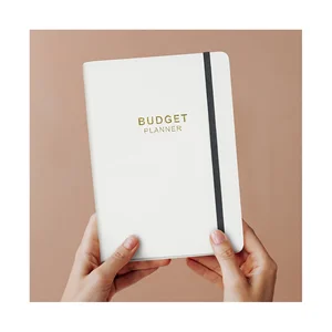 High Quality A5 Notebook White PU Leather Hardcover New Budget Planner Envelope Stickers Money Saving Elastic Band