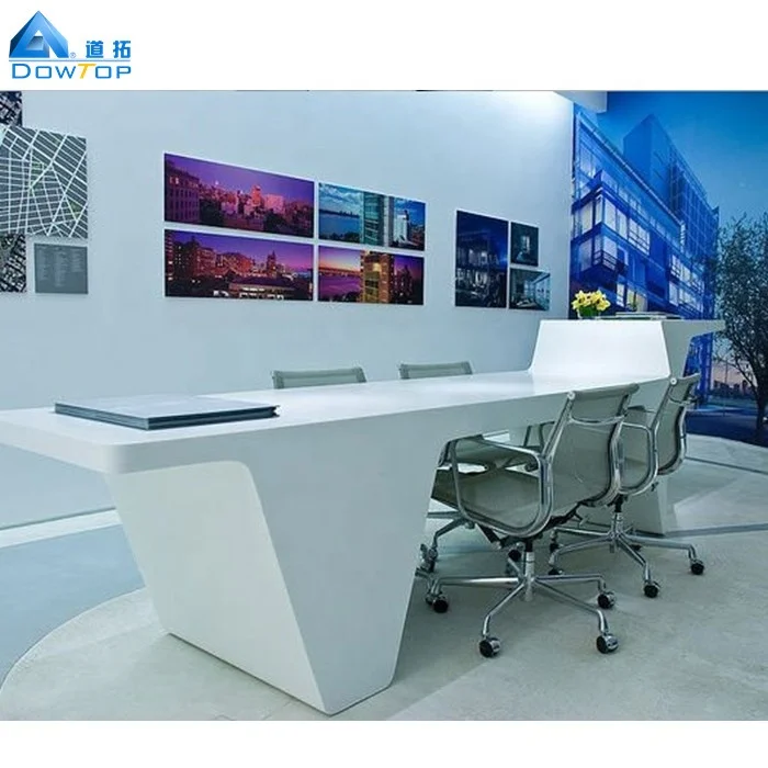 Customized Unique Reception Counter High End Snow White Marble Modern Reception Desk