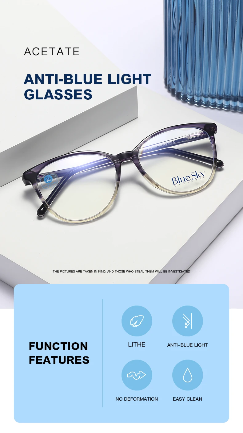 2020 New Blue Light Optical Frames Acetate Eye Glasses Eyeglasses